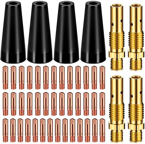 Therwen 48 PCs Fluxo Núcleo de bico sem gás Kit KP1939-1 Soldador de fluxo MIG Fluxo de soldador Dicas de contato do soldado Dicas