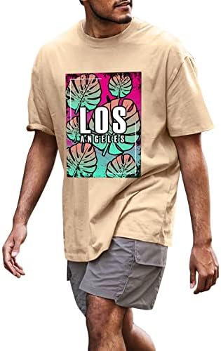 Camisas masculinas de vestido masculinas de verão bmisEgm carta de personalidade de praia de verão impressão de pescoço redondo de manga curta camiseta