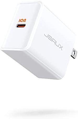 30W Adaptador de energia USB-C, JSAUX iPhone 14 Carregador Fast Block Charger Compatível com iPad Pro, MacBook Air/MacBook 12, iPhone 13/12/mini/pro/pro max, Google Pixel 6/6 Pro e mais white