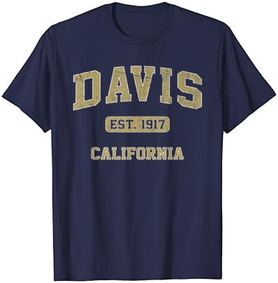 Davis California CA T-shirt de estilo atlético do estado vintage