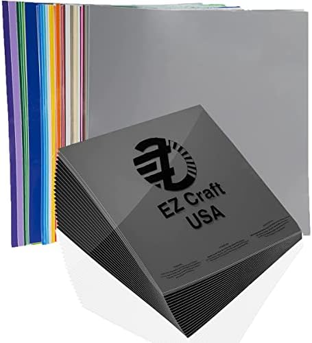 EZ Craft USA ADESIVO PERMANENTE ADESIDO FLEAS de vinil com backil - 40 folhas de cores variadas e 40 preto e branco