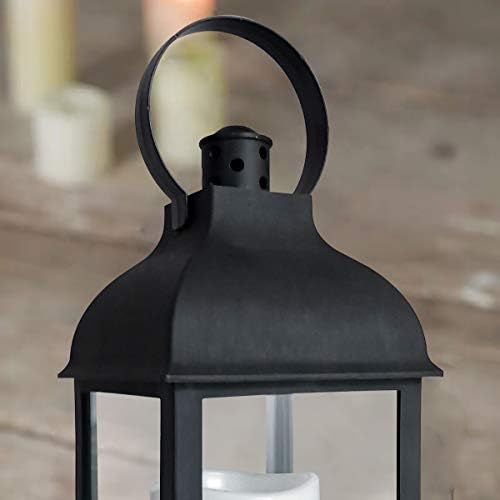 NATTROK 10 Lanterna de vela preta LED LED LED PLINKERING- Mini Lanternas de mesa vintage com decorações de velas sem chamas para pátio interno pendurado como presente de festa de Natal do Halloween