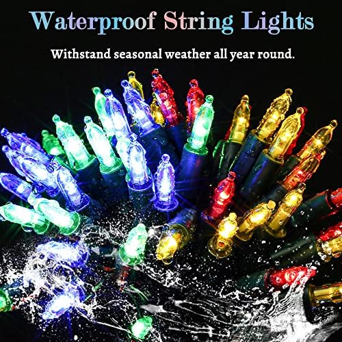 Lusharbor Outdoor String Lights, 50 LED Mini String Lights Operado com 8 modos, luzes de fadas à prova d'água de 16 pés para o Natal para o pátio de jardim externo de Natal decoração 2pack