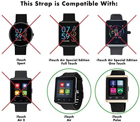 ITOUCH Air Smartwatch e ITOUCH Pulse Smartwatch tiras de silicone sólido, tiras de smartwatch de substituição, compatíveis apenas com o ar iTouch ou o pulso de iTouch