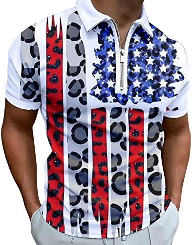2023 camisa patriótica de bandeira americana nova masculina para homens 4 de julho Músculos Turn Down Down Charts Slim Fit Tights