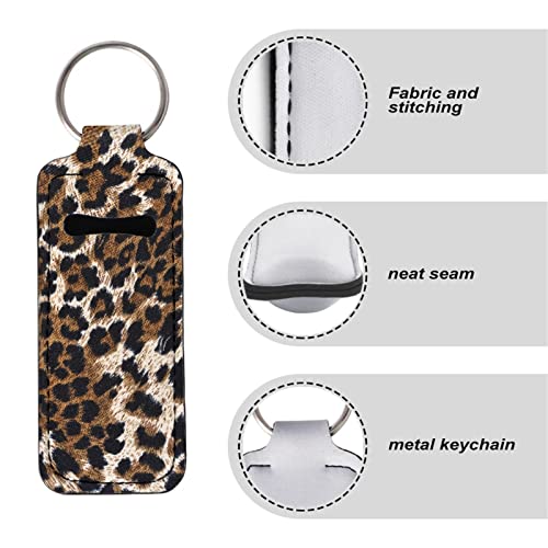 Keychain de Chapstick Print Brown Leopard Print Chapstick, titular do protetor labial Chapstick Keychain para Lipstick, Chapstick, Bálsamo para Mulheres para Mulheres
