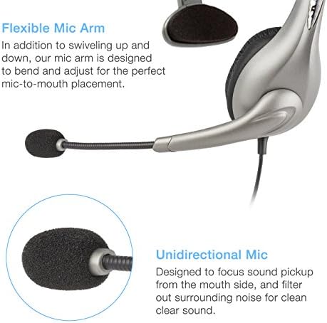 Cyber ​​Acoustics USB MONO AC-840 fone de ouvido, fone de ouvido com microfone, ótimo para educação, escritório e call centers