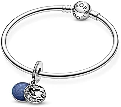 Pandora Jewelry Moon e Night Sky Cubic Zirconia Dangle Charm em Sterling Silver, sem caixa