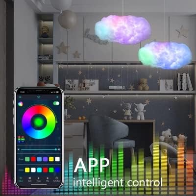 Smart USB Cloud Light, Sincronização de Música Controlada por App, Estética da Decoração da Sala de Iluminação Ambiental 3D para Quarto