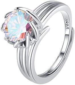Anéis vintage para mulheres redondo a princesa bolsa cor sintética de zircão completo anel de personalidade de diamante feminino