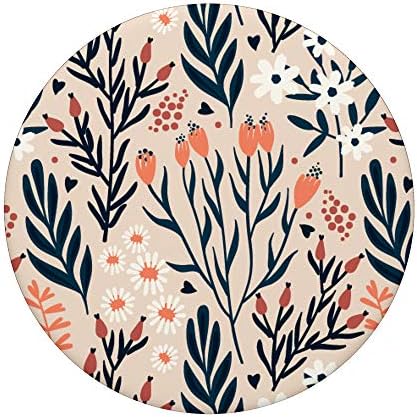 Branco de marfim - flores de aquarela floral folhas Popsockets Swappable PopGrip