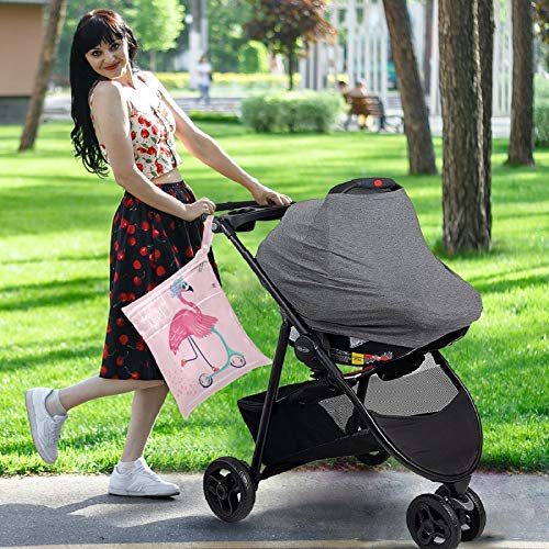 VISESUNNY FLAMINGO TROPICAL COM SCOOTER PRIMEIRA DE LETRA DIA DIA PRIMEIRA 2PCS SACO molhado com bolsos com zíper lavandegável