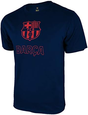 T-shirt oficial de futebol do FC Barcelona para homens, camisetas de algodão da tripulação de manga curta, camisetas de algodão licenciadas para homens para homens