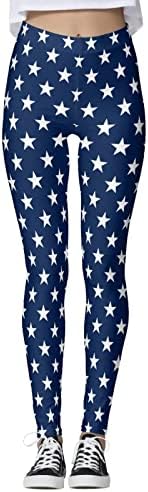 American Flag Patriótico Leggagem Mulher Controle da Tomiça Independência Dia de ioga Estabeleça calças elásticas atléticas leves