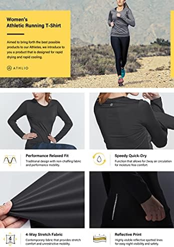 Athlio 2 ou 3 Pack UPF feminino 50+ camisas de treino de manga longa, camisa de corrida de proteção solar UV, camisa atlética de ajuste seco
