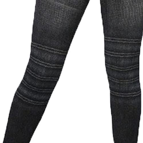 Leggings de jeans de cintura alta feminino Leggings Controle de barriga levantando jeans falsos calças magras magras