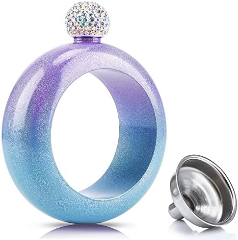 Frasco de pulseira para mulheres, Junya Glitter Bride Flask com tampa de strass, 3,5 onças portátil pequeno frasco fofo, balão de licor para mulheres festas ao ar livre Festa no presente de dama de honra