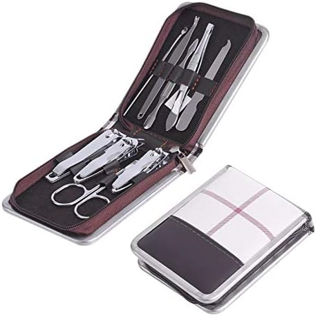 Azanu 9pcs Tamanho portátil Viagem Kit de clipper de unhas de aço inoxidável Cuidado com unhas baratas Tweezer Scissor Manicure Ferramentas