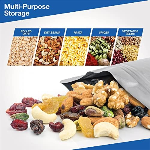 Belle Kr® 100 PCs Mylar Bags para armazenamento de alimentos com absorvedor de oxigênio 500cc - grandes sacos Mylar 1 galão, 7x10 e