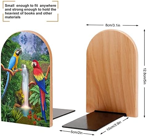 Papagaios tropicais Livros de madeira de madeira não esquiadores Stands Livro Livro Livro Ends suporta prateleiras de estantes