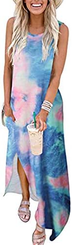 Vestido Wocachi Maxi para mulheres de férias de praia de verão casual de verão floral 2023 vestidos sem mangas havaianos