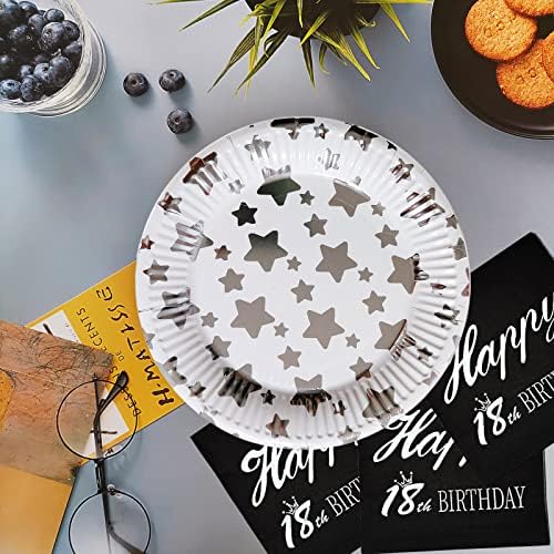 20 contagens de papel sobremesa placas de prata, placas descartáveis ​​para casamento, férias, chá de bebê, ano novo, aposentadoria, festa de aniversário 7 polegadas