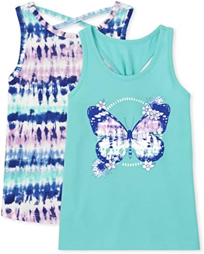 The Children's Place Girls The Children's Place Fashion Tank Tampa de moda Cami, Blue Radiance-2 Pack, XX-Large Us