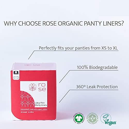 Rose Ultra-Finer diariamente-liners de calcinha, livre de fragrâncias, absorção perfeita, núcleo de algodão orgânico e lençol