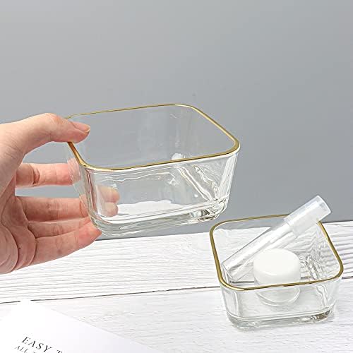 Tigela de vidro de suporte de clipe de papel transparente com aro de ouro de ouro