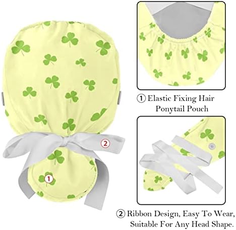 St. Patricks Day Shamrock 2 peças UNISSEX Working Caps com botões Chapéus de amarração ajustáveis