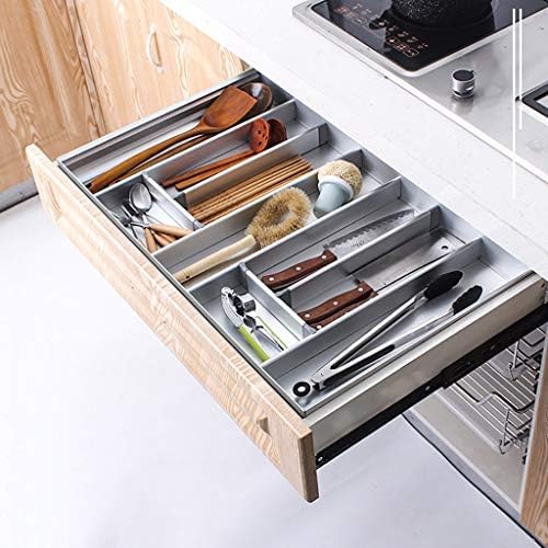 Bandeja de talheres de alumínio lizi racks com vários compartimentos, opções de tamanho múltipla, armazenamento de gavetas para