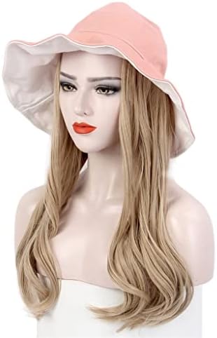 Sdfgh Wig Hat Hat Hat Hat Sombra Rosa peruca Longa Peruca Golden Chapéu Elegante Personalidade Elegante
