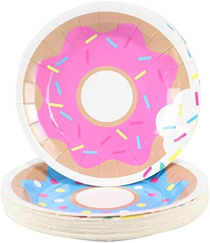 Pandecor 50 PCS Donut 7 polegadas Placas de sobremesa descartáveis ​​para festa de aniversário Donut