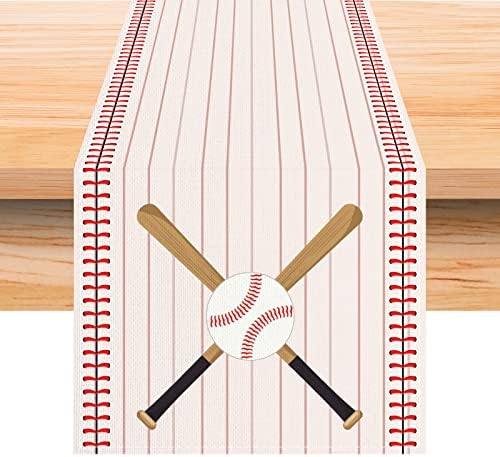 Jiudungs ​​linho 13x72 '' beisebol runner tabela de beisebol decoração de beisebol festas de aniversário temática decoração de