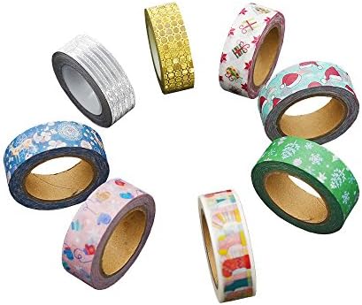 LOLIPAPA Christmas Washi Fita para decoração de férias, embrulho de presentes, artesanato de bricolage