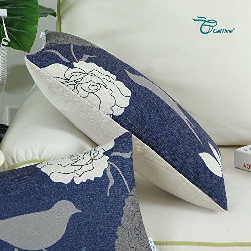 Capa de travesseiro de lona de calitime para sofá sofá decoração de cartoon floral silhueta de pássaro de sombra 12 x 20 polegadas