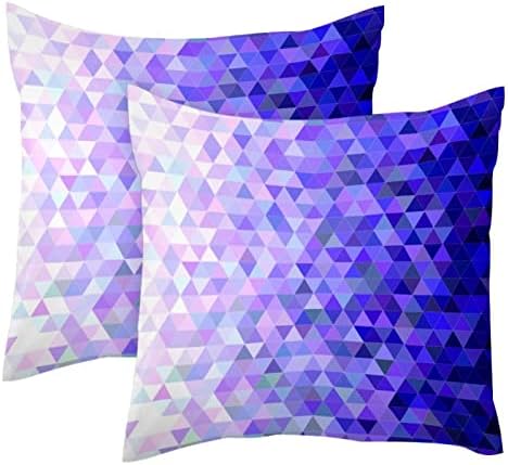 Tbouobt Pack de 2 capas de travesseiro de veludo, capa de almofada de fronhas quadradas para cama de sofá, padrão de moda de triângulo geométrico roxo