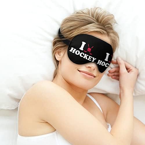 I Heart Hockey Sleep Mask Soft Blindfold Máscara de olho portátil com cinta ajustável para homens mulheres