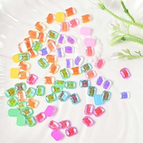50pcs/bolsa 3d Macaron octógono Candy unhas Art ShiNestone 6-8mm Crystal Iridescent Aurora Charmos de unhas Manicure Acessórios