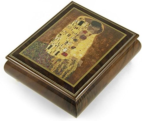 Caixa de música Ercolano artesanal com o beijo de Klimt Gustay - muitas músicas para escolher - La Vie en Rose