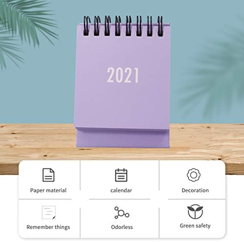 Toyandona 1pcs pequeno calendário de mesa 2021, calendário de bobina dobrável de calendário mensal em pé para desktop
