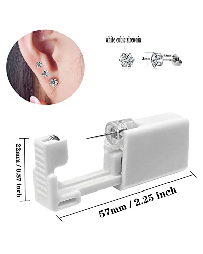 Kit de pistola de piercing de orelha de 4 compacta, pistola de piercing de orelha descartável Slviekae com brindes prateados Ferramenta de kit de pistola de piercing de orelha de segurança