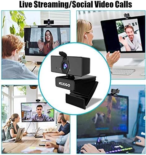 Nexigo N660 1080p Webcam de negócios, microfone duplo e capa de privacidade, câmera de computador da Web USB FHD, plug and