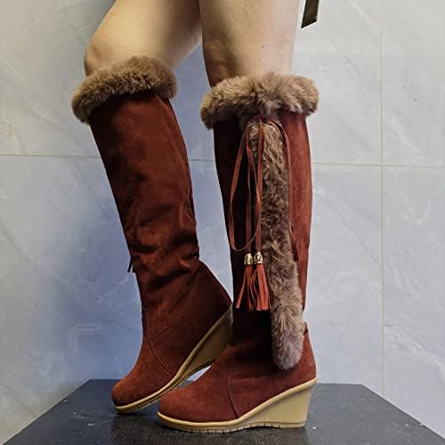 Botas de inverno para feminino de pelúcia para cima joelho botas casuais altas botas brancas sapatos de senhora sapatos roxos sapatos