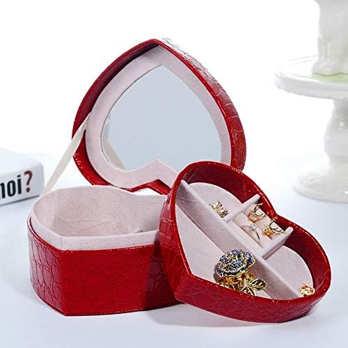 Jóias Caixas de peito Jóias Caixa de jóias de couro Red Brincos de colar de colar Jóias de armazenamento Caixa de exibição de