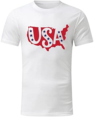 UBST 4 de julho T-shirts masculinos de manga curta Patriótica dos EUA Torda de impressão Topneck TOPS TERRA CASUAL DE VERÃO CASUAL