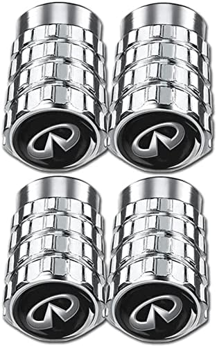 Caps de válvula de carro 4pcs 4pcs para infiniti G35 G37 Q50L QX50 Q50 QX56 Q60 QX60 QX70 Q70L QX80, Acessórios de substituição de capa de válvula de pneu automático de metal, prata, prata