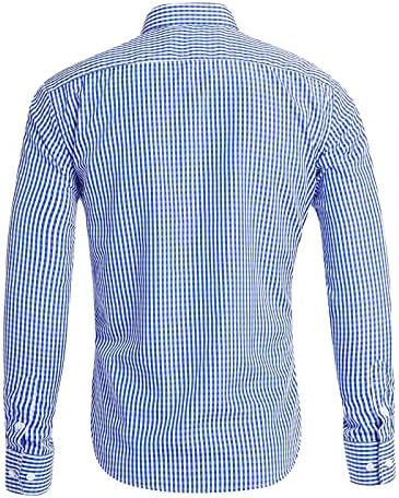 Camisa masculina xadrez xadrez de mangas compridas A outono da primavera colarinho de lapela de lapela de camisa formal de