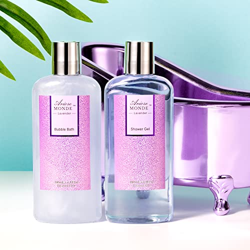 Pacote Ariosemonde do Conjunto de Presentes de Bombas de Banho e Conjunto de Presentes da Cesta de Banho Spa, Bath & Body Gift para mulheres, o perfume de lavanda, inclui loção para o corpo