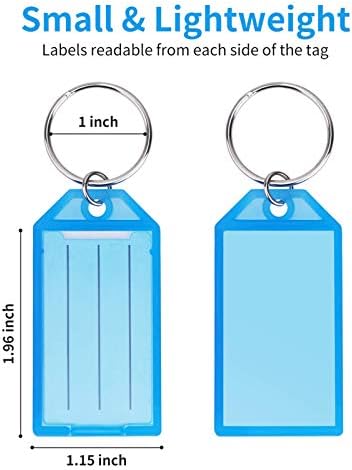 Cuttte 20 Pack Plastic Key Tags com recipiente, etiquetas -chave com janela de anel e rótulo, 5 cores